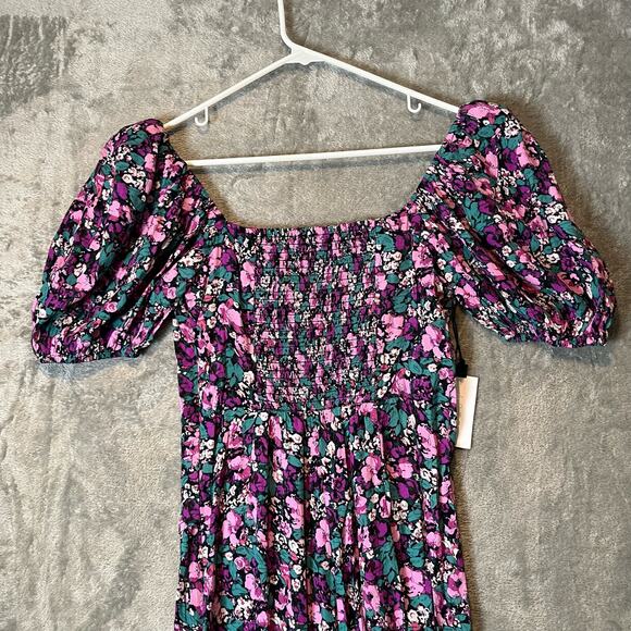 ASTR The Label Floral Square‎ Neck Slit Front Midi Dress Size Small New - Picture 5 of 10